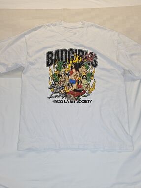 Society White 'Badgirls' Multicolor Graphic Long Sleeve Tee Large